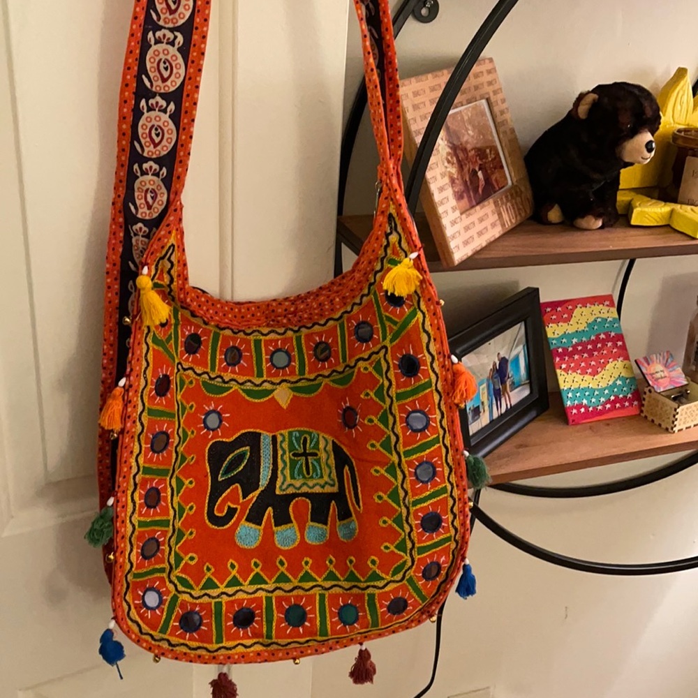 Orange Elephant Purse with Details